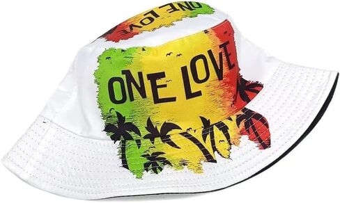 واحد الحب موسيقى reggae rasta jamaican الرجال للنساء قبعة دلو القبعة خفيفة الوزن خفيفة الوزن في الهواء الطلق in Kuwait