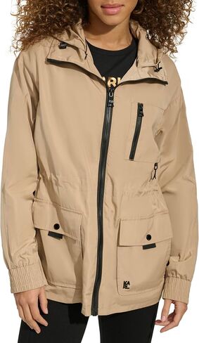 Karl Lagerfeld Paris Women's Soft Windbreaker Rain Wear Durable 3 Pocket Anorak in Saudi Arabia