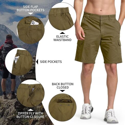 Men’s Twill Cargo Shorts Relaxed fit,Classic Hiking Shorts 6 Pockets Outdoor Workwear in Saudi Arabia
