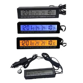 Car Temperature Clock - Universal Auto Dashboard Digital Clocks with Blacklight And LCD Screen Adjustable Vehicle Temperature Gauge Support 12h/24h Transformation Modes