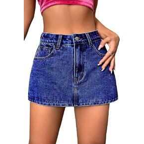 Mini Denim Skort للنساء عالي التمدد ، خصر منخفض Jean Skort Mini Skirt Shorts Summer Strendy Summer