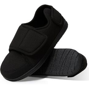 WALKFUN Memory Foam Diabetic House Shoes for Men Adjustable Indoor Outdoor Slippers