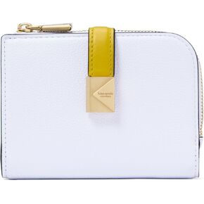kate spade new york Deco Colorblocked Pebbled Leather Small Compact Wallet, Pale Sapphirine Multi