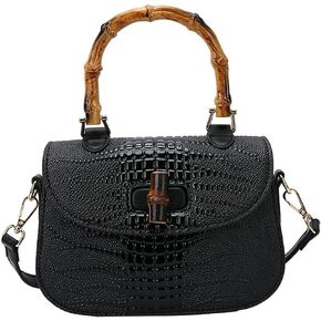 Women Handbag Leathial Leather Bamboo Top Handle Crossbody Bag Base Pars