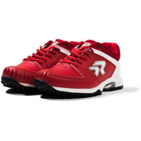 Ringor Flite Softball Turf Shoes with Pitching Toe - Lightweight and Durable Softball Shoes for Women - Red and White - Size 10.5