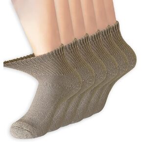+MD Diabetic Socks for Men Womens Non Binding Top Ankle Socks with Cushion Sole for Swollen Feet 6 Pairs Black 10-13