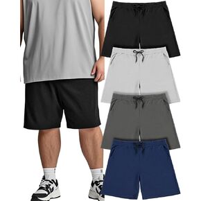 Taiyin 5 Pack Men's Big & Tall Shorts Dry Fit Performance Active Athletic Gym Spretic Shorts مع جيوب