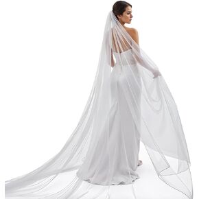 Bride Wedding Veil Cathedral Length 118" Long White Bridal Veils 1 Tier With Comb Tulle Veils For Women Wedding Brides And Women Hair Accessories