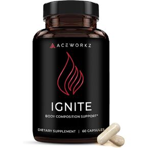 ACEWORKZ Ignite Thermogenic Fat Burner - Weight Management, Craving Control, Metabolism Support - Nootropic Brain Supplement for Focus & Energy - BioPerine® for Max Absorption (60 Capsules)