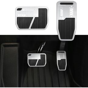2 PCS Tesla Model 3 Model Y Brake Pedal Covering Foot Foot Accelerator Gas Gas Pedal Padal Plat Plat Plat Place غير القابل للصدأ غير القابل للانزلاق للطراز 3 2021-2025 Model Y 2021-2024 الملحقات
