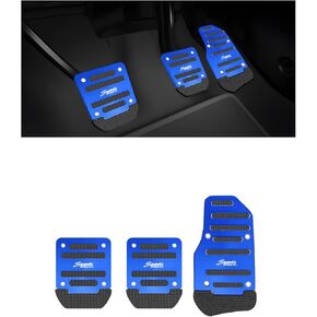 2PCS Car Transmission Pedal Cover Kits, Automatic Non-Slip Vehicle Gas and Brake Pad, Aluminum Alloy Safty Auto Gearbox Clutch Foot Pedal Replacement Accessories, Universal Fit (Silver)