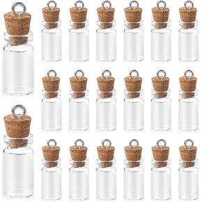 20 Pcs Small Glass Bottles with Cork Lids, 1ml Empty Spell Jars Mini Glass Bottle with Stoppers Miniature Potion Bottle Tiny Wishing Bottles for DIY Crafts Decoration Christmas Tree Message