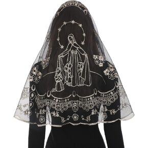 Bozidol Mantilla Veils for Church Catholic, D Shape Our Lady of the Rosary Chapel Veil, Latin Mass Head Coverings for Women
