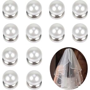 PHOGARY Bridal veil Wedding Veil Weights, Double Sided Artificial Magnetic Pearl Veil Weights, Bridal Outdoor Wedding Accessories,12 Pairs