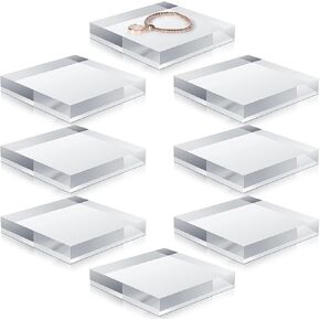 8 Pcs 6 x 6 x 1 Inches Acrylic Display Block Clear Polished Acrylic Cubes Stand for Jewelry Display Showcase