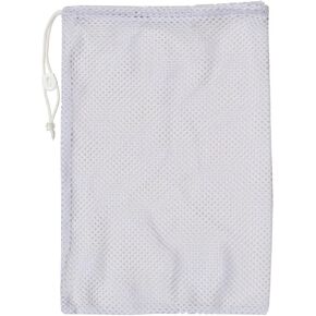 Champion Sports Mesh Sports Equipment Bag- White, 24" X 48"- Multipurpose, Nylon Drawstring Bag with Lock and ID Tag, for Balls, Swimming Gear, Laundry, Toys - Breathable Stuff Sack