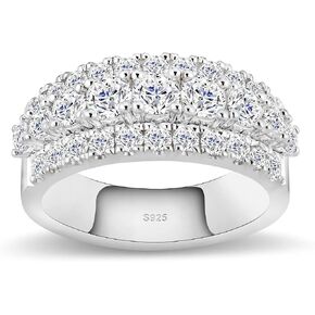 نطاقات عرض Moissanite للنساء ، D Color VVS1 S925 Sterling Silver Placed 18K White Gold Wedding Promise Senivar
