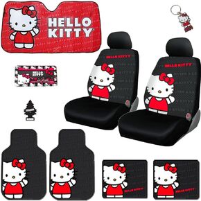 جديد 10pc Hello Kitty Core Auto Car Truck Coves Cover Floor Haps Excessories Interior Combo Kit Bundle Set