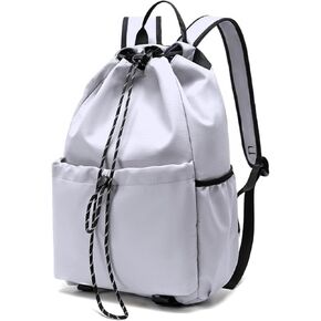 Casual Drawstring Backpack, 22L String Bag Gym Backpacks for Men Women, Water-Resistant Sports Bag Workout Backpack for Beach Swim Hiking Basketball Outdoor Activities Carry Everywhere, Black