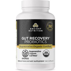 Ancient Nutrition Regenerative Organic Certified Probiotics for Gut Recovery, Probiotics Gut Recovery, for Healthy Digestion and Immune System Function Support, 50 Billion CFUs* Per Serving, 60 Count