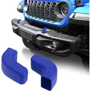ASUBHA 2Pack Factory Bumper Tow Hook Covers for Jeep Wrangler JK JL Gladiator JT 2007-2025 Front Bumpers, Rubber Sleeve Protectors for Front Bumper, Automotive Exterior Accessories