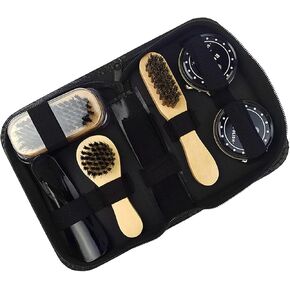 8 PCS Shoe Shine Kit Cleaning Tool with Case ，Shine Cloth & Shoe Horn Kit for Boots Shoes Sneakers