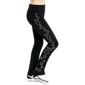 Gogokids Ice Skating Leggings for Girls, Kids Fleece Thermal Tights Black Dancing Trousers for 3-11 Years