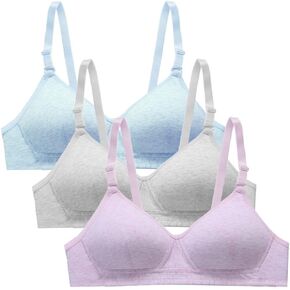 Teen Girls Bras Cotton Breathable Underwear Wire Free Training Bralette Sports Bra for 12-18 Years