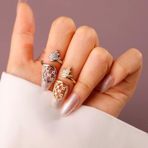خاتم الأناناس CZ CZ Crystal Silver Open Fin