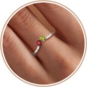 Birthstone Rings for Women Teen Girl Gifts Stacking Gold Rings Non Tarnish 2 Love Heart Birthstone Promise Wedding Mothers Day Anniversary Birthday Gift Jewelry