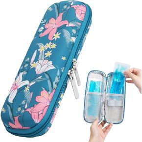 Upgraded Insulin Travel Case - EVA Travel Insulin Cooler Case TSA Approved with 2 Ice Packs, Portable Travel Medicine Cooler Bag for Insulin Pen and Blood Glucose Monitor Supply (Mable Purple)
