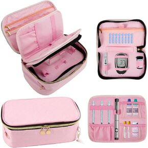 Diabetic Supplies Travel Case for Glucose Meter, Medication, Insulin Pens and Other Diabetes Care Supplies Diabetic Supplies Storage Bag with Detachable Pouches, Diabetes Travel Organizer Case