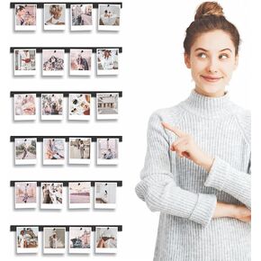 Magnetic Hanging Photo Display Frames 6 Pack - Decorative Wall Collage Picture Holder Photo Hanger - Room Wall Decor - Sculptural Picture Frame Collage - 24 Magnets