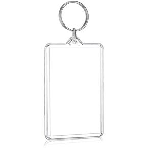 Transparent Acrylic Keychain Photo Frame, 1.57 x 2.16 Inches, Double Sided, Rectangle, with Split Ring, Picture Frames