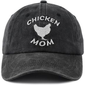 Chicken Mom Hat for Women, Adjustable Embroidered Cotton Baseball Cap