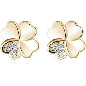reffeer Solid 925 Sterling Silver Clover Quaring arocks for Women CZ CZ Clover Stud أقراط شامروك الربيع in Kuwait