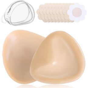 Double Sided Sticky Bra Instantly Lifts Push Up Bra Pads Reusable Adhesive Nipple Cover for Bikini Sports Beige