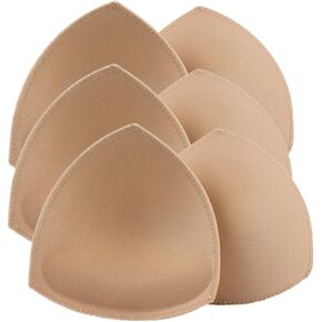 SERMICLE Bra Pad Inserts 3 Pairs, Bra Pads Sewn Padded for Sports Bra A/B (Nude 08, A/B Cup)