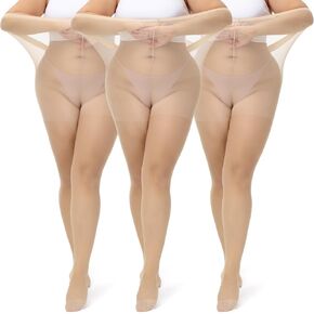 Casmon 3pairs بالإضافة إلى جوارب طويلة للحجم للنساء ، وعشرين شرير 20D مع إصبع القدم المعزز ، جوارب عالية الخلاصة لليومية (XL-4XL)