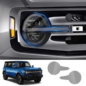 Car Headlight Protective Film for Ford Bronco 2021 2022 2023 2024 2025 and Bronco Raptor 2021-2025 Auto Accessories Exterior Decor Smoky Matte Black Smart Tint TPU Cover Vinyl Wrap Self Sticker