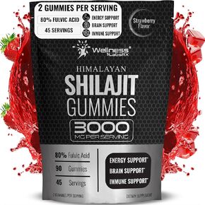 Shilajit Gummies for Men - 3000mg Pure Himalayan Shilajit for Women, Keto-Friendly, Rich in Trace Minerals & Fulvic Acid, Ultra-Strength Energy Support, Immune Health & Workout - 90 Count