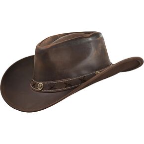 Leather Cowboy hat for Men & Women Durable Handcrafted Lightweight Shapeable Western Hats for Men Block Brown