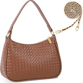 Women's Woven Crescent Shoulder Bags Retro 90s Hobo Handbags Top Handle Underarm Bag Clutch Purses