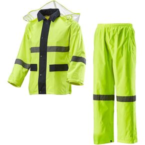 TK-Rainwear R6920 Premium Rainerboy (مقاوم للماء/الوزن الخفيف/الرياح) حزام عاكس ، الرجال البالغين سترة المطر