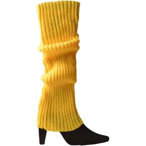 Women 80s Fluorescent Colored Knit Leg Warmers Ribbed Footless Socks Stockings Halloween Dance Party Accessories