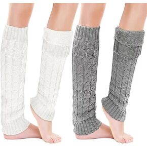 2 Pairs Winter Fleece Lined Leg Warmer for Women Skating Leg Warmer Long Boot Socks for Women Skating gift for Wife Daughter