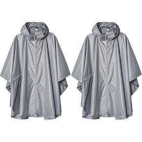 Reusable Rain Ponchos for Adults,2 Pack EVA Rain Jacket Coats with Hood for Women and Men