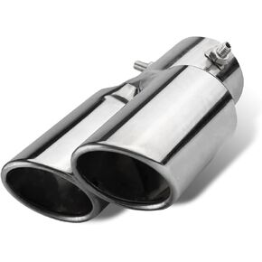 طرف عادم مزدوج ، 2.5 "مدخل 2.4" مخرج طرف ذيوب العادم المزدوج ل 2.5 "خارج أنبوب ، عادم كاتم الصوت مع المسمار ، تعديل أنبوب العادم العالمي لمعظم السيارات (أسود) in Kuwait