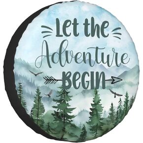 Spare Tire Cover for RV Camper Trailer Let The Adventure Begin, Weatherproof Universal Wheel Cover for RV Travel Trailer Camper Truck 14inch