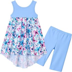 Vieille Toddler Girls Dresses 2Pcs Sleeveless Sundress with Shorts Set Girl Summer Outfits 2-6 Years